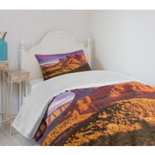 Cliffs Rocks and Violet Sky Bedspread Set