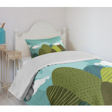 Doodle Trees and Clouds Bedspread Set