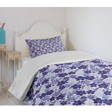 Monochrome Exotic Flora Bedspread Set