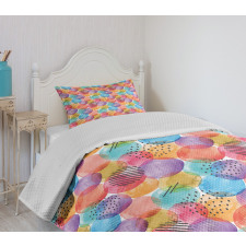 Rainbow Toned Circle Dots Bedspread Set