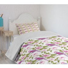 Bird Perched on Tree Branch Bedspread Set