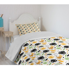 Tropical Foliage Silhouette Bedspread Set