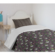 Flowering Succulent Plants Bedspread Set