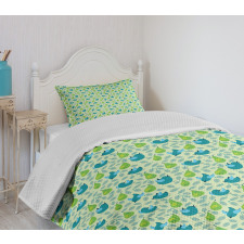 Pears with Small Sparrows Bedspread Set