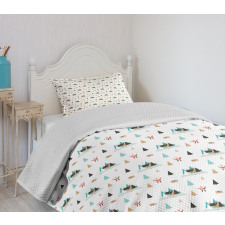 Noel Pine Trees Houses Bedspread Set