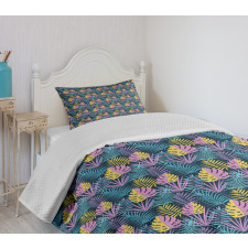 Colorful and Exotic Leaf Bedspread Set