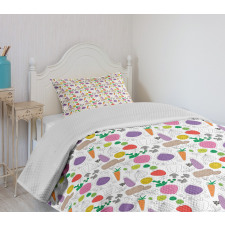 Mushroom Potatoes Carrot Bedspread Set