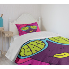 Peace and Love Groovy Girl Bedspread Set