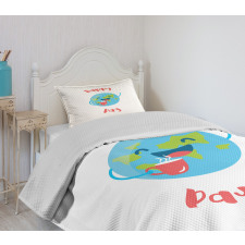 Earth with a Coffee Cup Bedspread Set