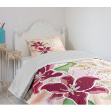 Botanical Pastel Tone Lilies Bedspread Set