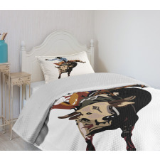 Cowboy Bucking Bull Western Bedspread Set