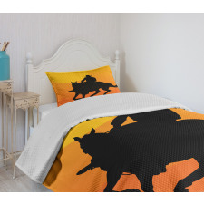 Silhouette of a Lone Rider Bedspread Set