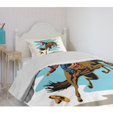 Cowboy Falling off His Horse Bedspread Set