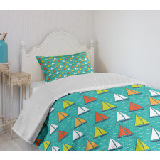 Colorful Yachts Sailing Bedspread Set