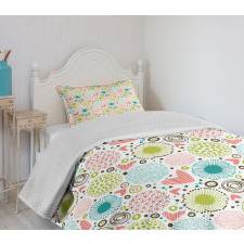 Abstract Hearts Doodle Bedspread Set