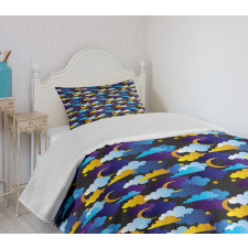 Sleep Theme Cloud and Moon Bedspread Set