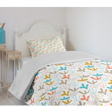 Pastel Tone Forest Doodle Bedspread Set