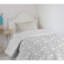 Monochrome Little Flowers Bedspread Set