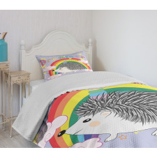 Rainbow Hedgehog Unicorn Bedspread Set