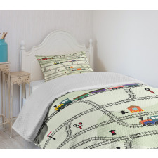 Roads Trains Locomotives Bedspread Set