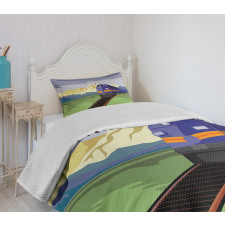 Rural Country Train Design Bedspread Set