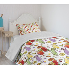 Colorful Watercolor Cocktails Bedspread Set