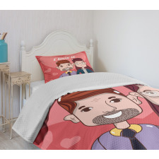 Cartoon Style Valentine's Day Bedspread Set