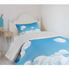 Lantern Floating Away in Sky Bedspread Set