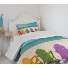 Colorful Wooden Deckchairs Bedspread Set