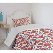 Summer Season Bees Flowers Bedspread Set