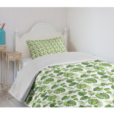 Monstera and Fern Foliage Bedspread Set