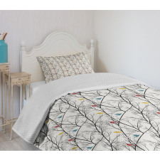 Woodland Nature Birds Trees Bedspread Set