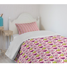 Pastel Colors Love Shapes Bedspread Set