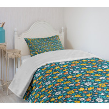 Flower and Leaves Spring Bedspread Set