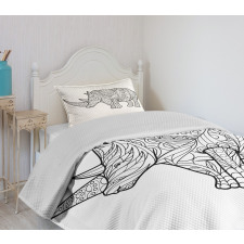 Animal Sketch with Flowers Bedspread Set