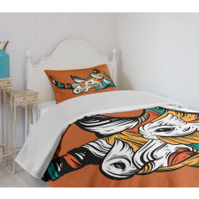 Colorful Animal Portrait Boho Bedspread Set