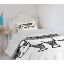 Sketch Animal Tribal Bedspread Set