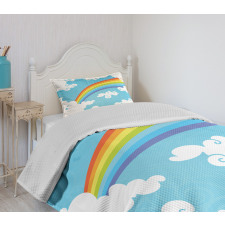 Clouds on Blue Swirl Lines Bedspread Set