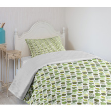 Greenery Foliage Details Bedspread Set