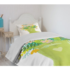 Green Tone Garden Boot Bedspread Set