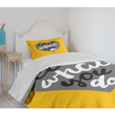 Greyscale Heart on Yellow Bedspread Set