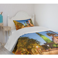 Street at Sunset Scene Bedspread Set