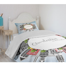 Buildings on a Globe Bedspread Set