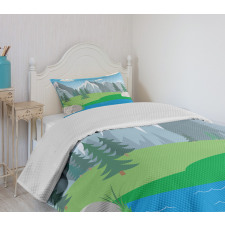 Cartoon Spring Scene Bedspread Set