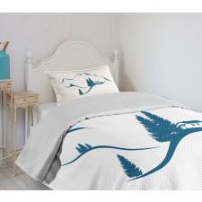 Chalet and Fir Trees Bedspread Set