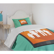 Cartoon Family Silhouette Bedspread Set