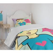 Boy Calling His Mother Bedspread Set