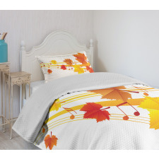 Dried Leaves Musical Notes Bedspread Set