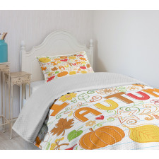 I Love Autumn Sketchy Doodle Bedspread Set