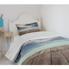 Ocean Cloudy Sky Wooden Pier Bedspread Set